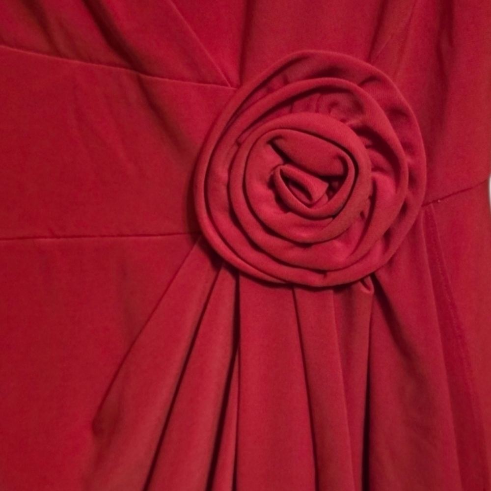 Adrianna Papell Pink Midi Dress with Rosette - Picture 2 of 5